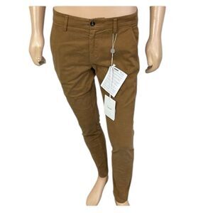 NEW (+) People Men's Tabacco Straight Leg Made In Italy Chinos Pants 34 IT 48